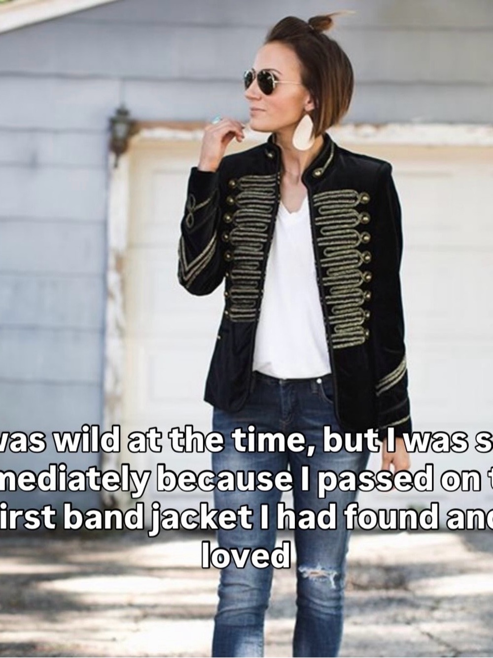 Blank NYC Black Military-Style Embroidered Blazer